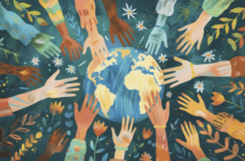 ACA hands linking over the globe